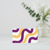 Carte De Visite Marron jaune lignes courbes rouge ondulé design mo (Debout devant)