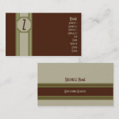 Carte de visite marron, vert, et bronzage simple (Devant / Derrière)