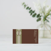 Carte de visite marron, vert, et bronzage simple (Debout devant)
