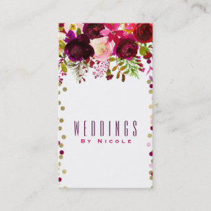 Carte De Visite Marsala Moderne Floral Doré Bourgogne Audacieux Ch