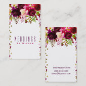 Carte De Visite Marsala Moderne Floral Doré Bourgogne Élégant Gras (Devant / Derrière)