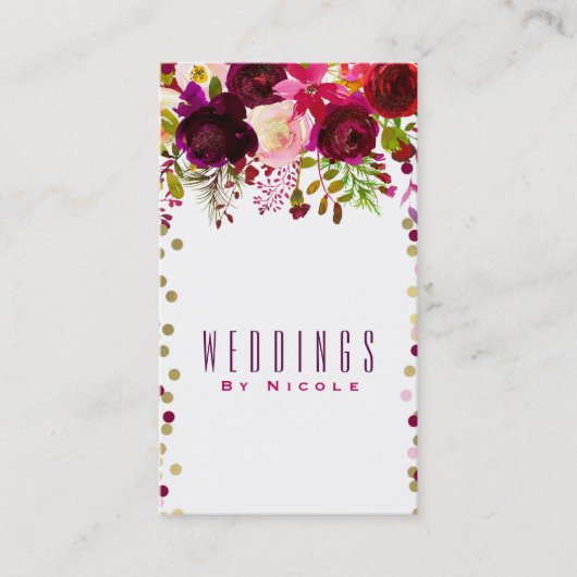 Carte De Visite Marsala Moderne Floral Or Bourgogne Bold Chic (Devant)