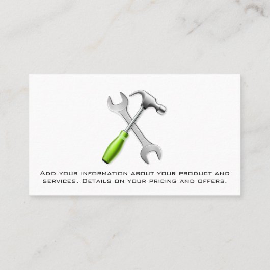 Carte De Visite Marteau à clé | Menuiserie (Dos)