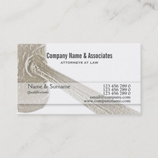 Carte De Visite Marteau de commissaire-priseur de juge d'avocat de (Devant)