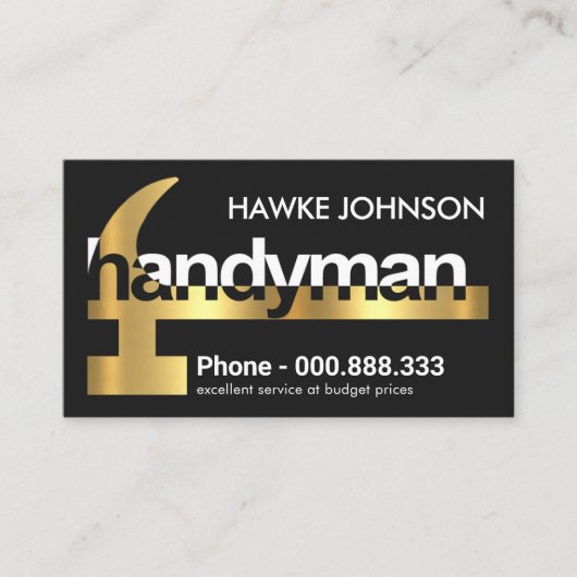 Carte De Visite Marteau de mannequin en or élégant (Devant)