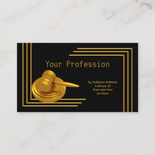 Carte De Visite Marteau Doré Profession Élégante Professionnelle