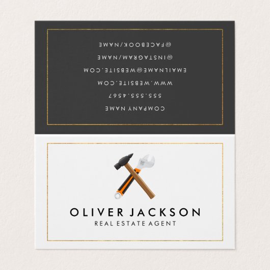 Carte De Visite Marteau et clé | Construction (Extérieur déplié)