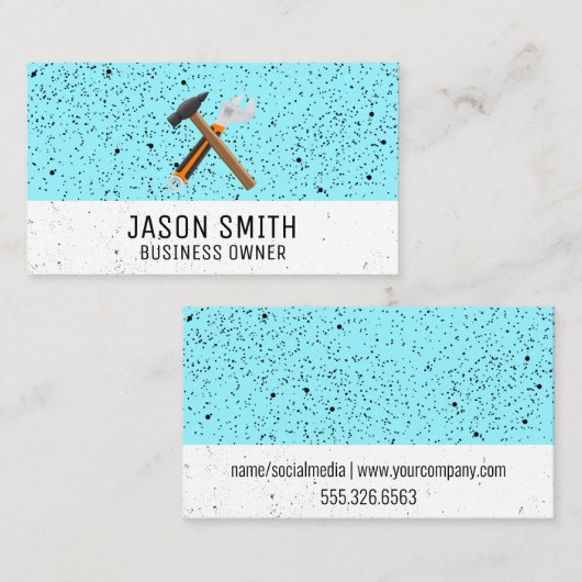 Carte De Visite Marteau et clé | Construction | Speckled (Devant / Derrière)