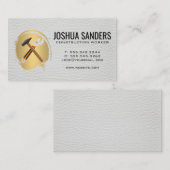 Carte De Visite Marteau et clé | Cuir brossé or (Devant / Derrière)