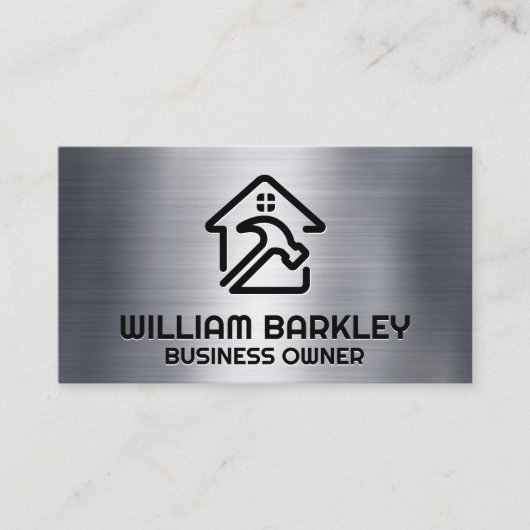 Carte De Visite Marteau et logo de la maison | Métallique (Devant)