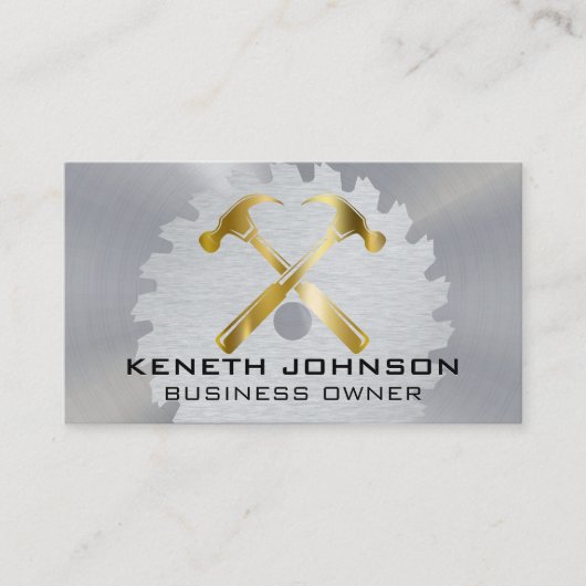 Carte De Visite Marteaux d'or | Scie | Construction (Devant)