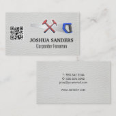 Carte De Visite Marteaux et scie | Cuir blanc | Code QR (Devant / Derrière)