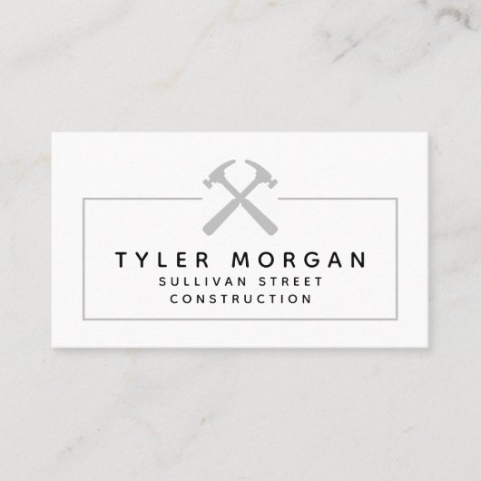 Carte De Visite Marteaux Noir Argent QR Code construction (Devant)