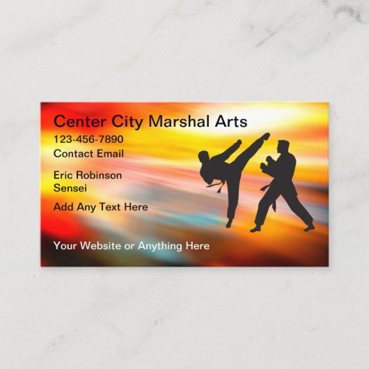 Carte De Visite Martial Arts Instruction Class (Devant)