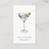 Carte De Visite Martini Cocktail Bartender Professionnel (Devant)