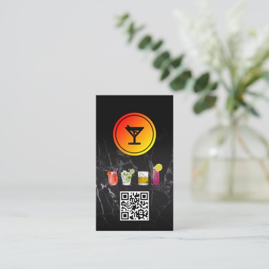 Carte De Visite Martini Cocktail Logo | Code QR (Debout devant)