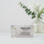 Carte De Visite Martini Glass | Arrière - plan de planches en bois (Debout devant)