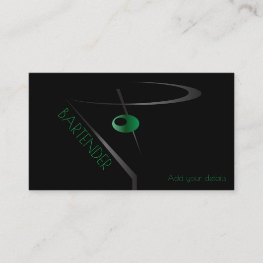 Carte De Visite Martini Olive Cocktail Bartender (Devant)