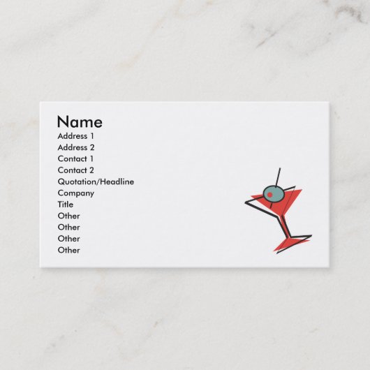 Carte De Visite martini olive rétro (Devant)