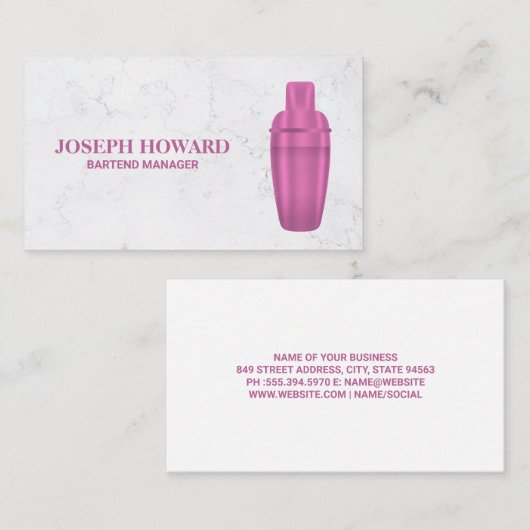 Carte De Visite Martini Shaker (Devant / Derrière)