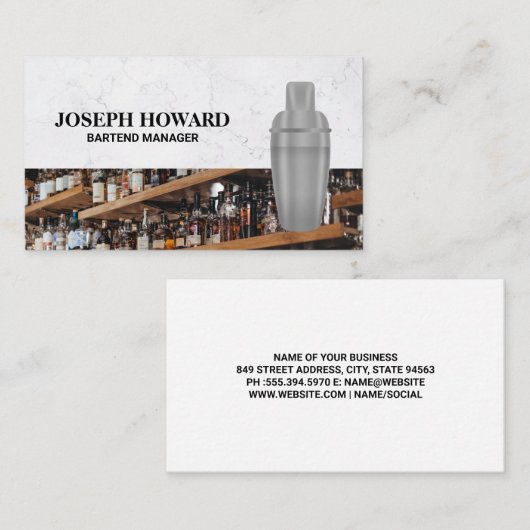 Carte De Visite Martini Shaker | Barre (Devant / Derrière)