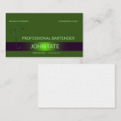 Carte De Visite Martini vert classique Modèle de barman métallique (Devant / Derrière)