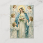Carte De Visite Mary Angels Catholic Funeral Memorial Holy Card - (Devant)