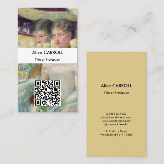 Carte De Visite Mary Cassatt - La Loge - Code QR (Devant / Derrière)