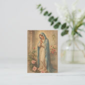 Carte De Visite Mary Praying Catholic Funeral Memorial Holy Card - (Debout devant)