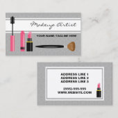 Carte De Visite Mascara Artiste De Maquillage Et De Baguette (Devant / Derrière)