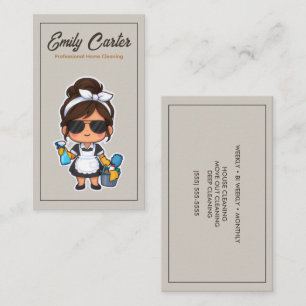 Carte De Visite Mascotte de femme de ménage mignonne pour le netto