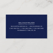 Carte De Visite MASCULINE BUSINESS minimum simple smart marine ble (Dos)