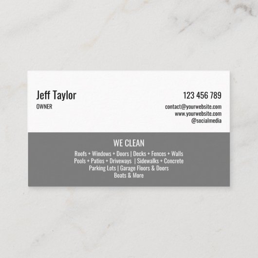 Carte De Visite Masculine de puissance de lavage de pression profe (Dos)