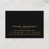 Carte De Visite Masculine d'or noir sophistiquée (Dos)