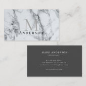 Carte De Visite Masculine en marbre d'argent Double Monogramme (Devant / Derrière)