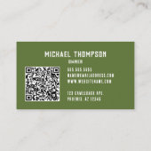 Carte De Visite Masculine rustique Géométrique de la verdure Photo (Dos)