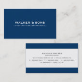 Carte De Visite MASCULINE simple bleu royal intelligent (Devant / Derrière)