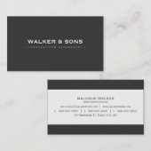 Carte De Visite MASCULINE simple chic gris charbon foncé (Devant / Derrière)