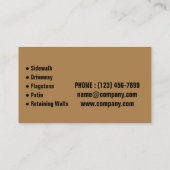 Carte De Visite Mason Entrepreneur en pierre Paver pavage pierre m (Dos)