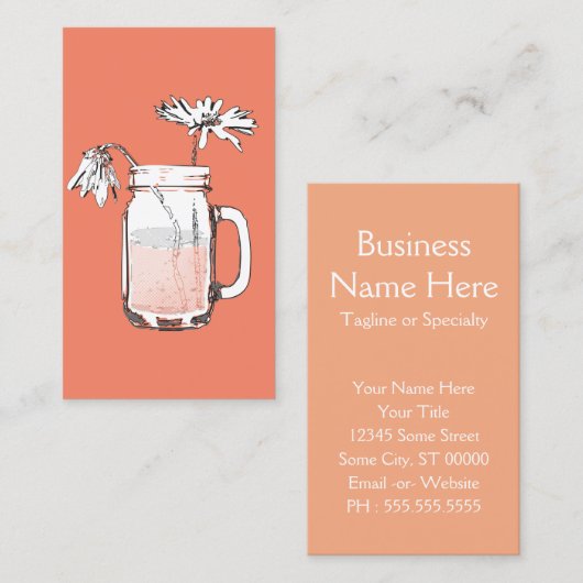 Carte De Visite mason jar daisies (Devant / Derrière)