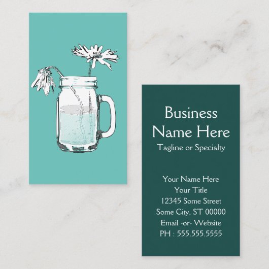 carte de visite mason jar daisies (Devant / Derrière)