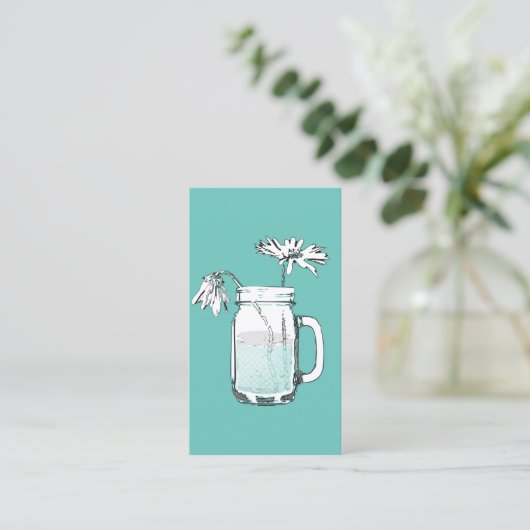 carte de visite mason jar daisies (Debout devant)