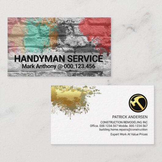 Carte De Visite Masonnerie de peinture de mur de briques (Devant / Derrière)