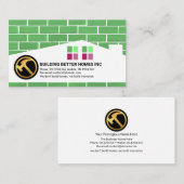 Carte De Visite Masonnerie en brique Maison Bâtiment en silhouette (Devant / Derrière)