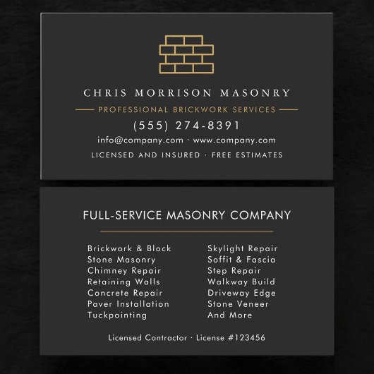 Carte De Visite Masonry Brick Mason Contractor Company