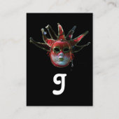 Carte De Visite MASQUE DE JESTER ROUGE NOIR, Gray de fête mascarad (Dos)