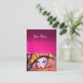 Carte De Visite MASQUE EN JAUNE, Améthyste violet Fuchsia rose (Debout devant)
