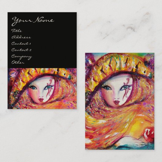 Carte De Visite MASQUE EN JAUNE / Arts du spectacle, Costume Desig (Devant / Derrière)