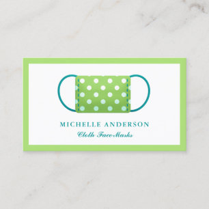 Carte De Visite Masque Facial en Tissu Artisanal Vert