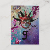 Carte De Visite MASQUE JESTER ROUGE NOIR Masquerade Party Bleu Ver